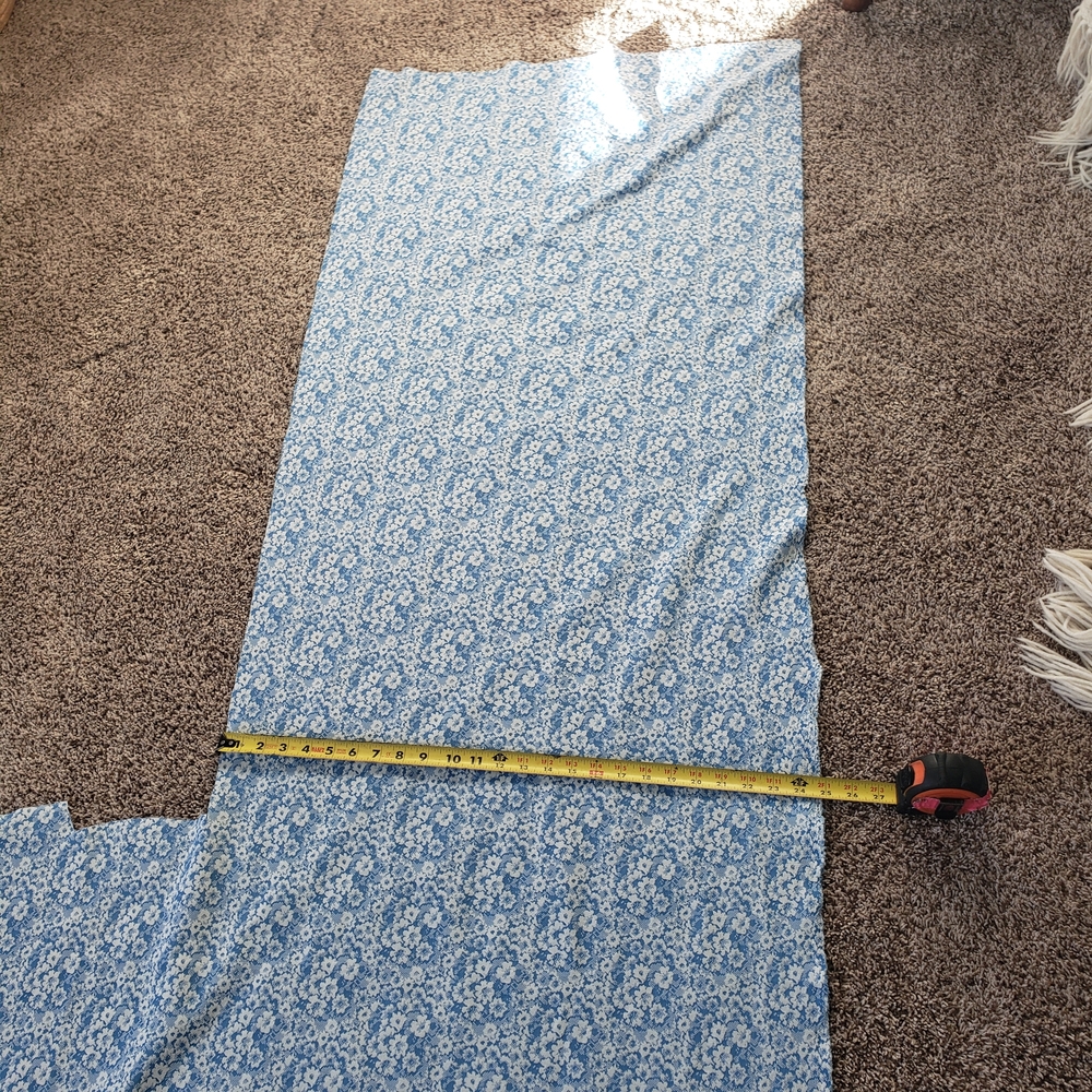 Vintage 1960s 1970s Baby Blue White Floral Polyester Fabric 60" Wide #84 - Picture 7 of 14